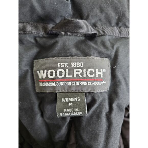 Woolrich Duck Down Quilted Puffer Parka Coat Women's Size M Coyote Fur Trim Long - Picture 9 of 16